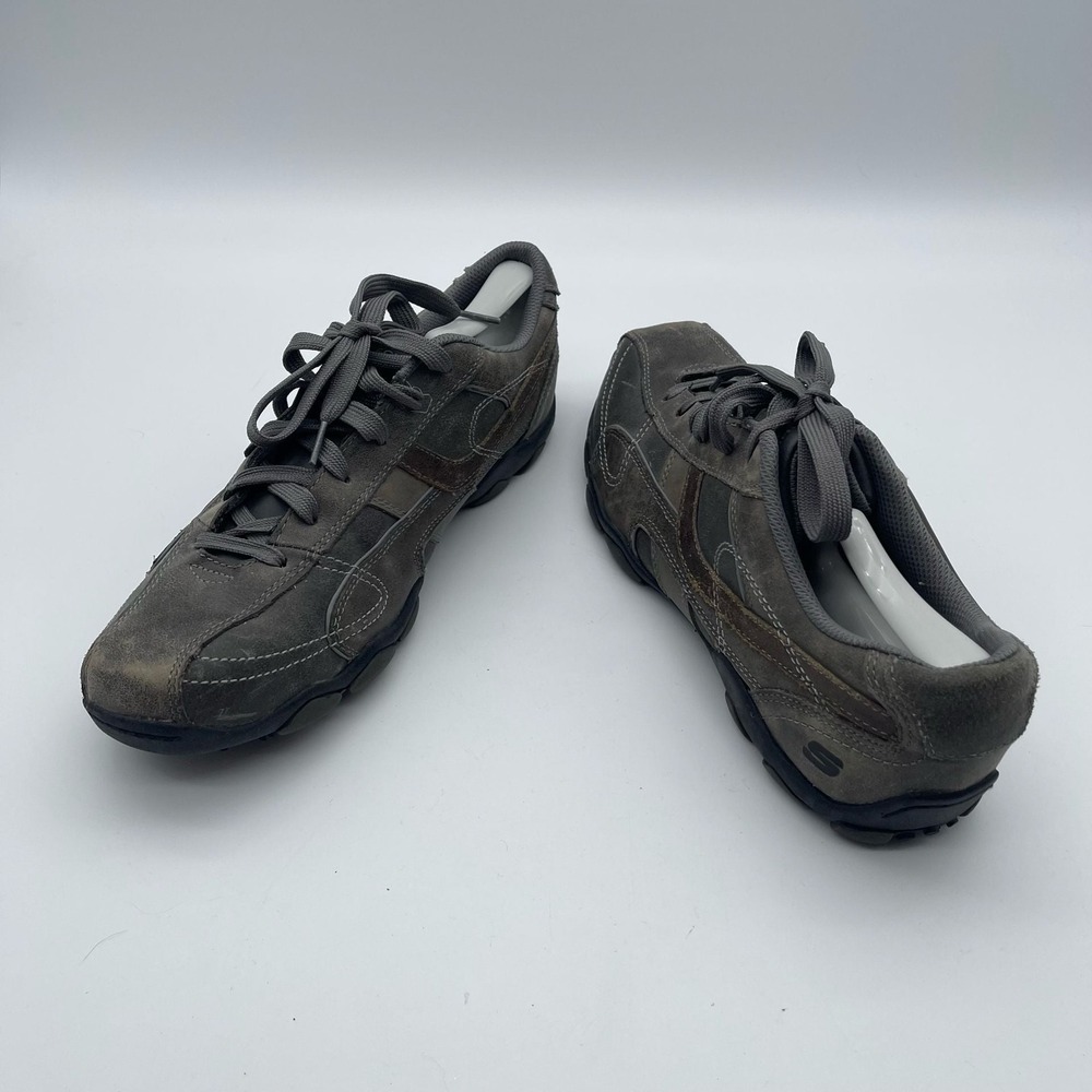 Skechers Men's Relaxed Step Charcoal Leather‎ Casual Sneakers SN 61780